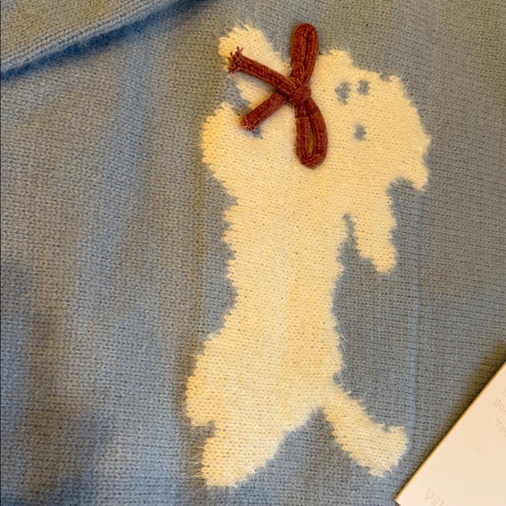 Aelfric Eden Light Blue Crewneck Sweater with White Puppy Motif - Picture 2 of 11